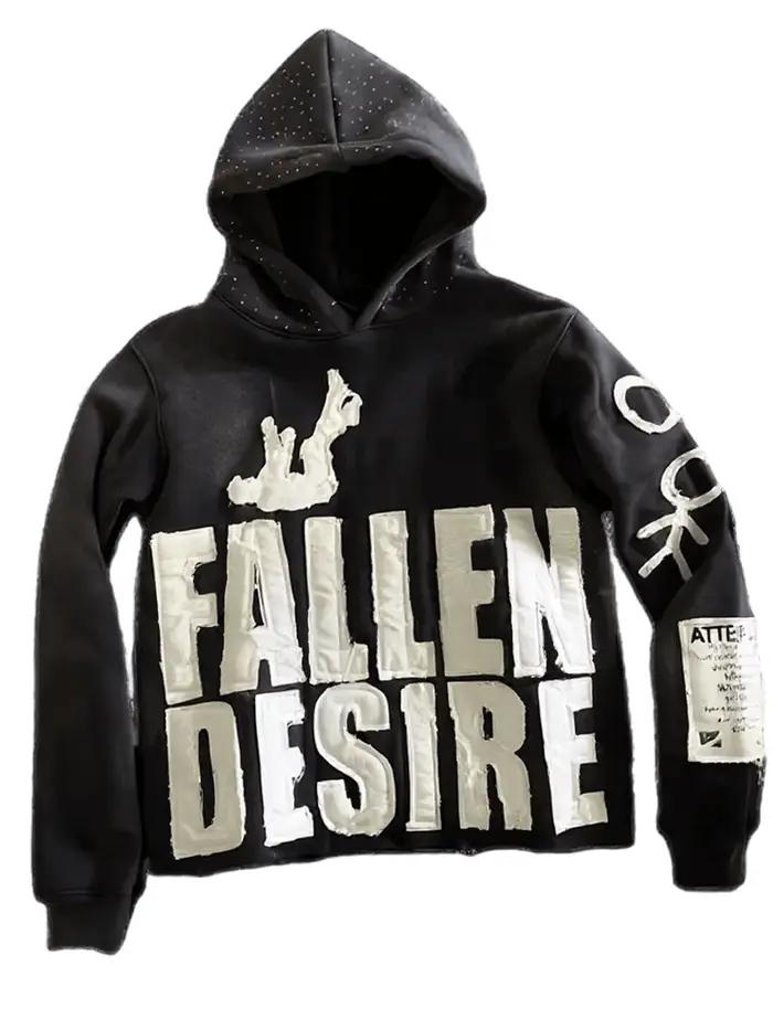 Harajuku Y2K Hip Hop Streetwear sweat à capuche décontracté pour femmes FALLEN DESIRE Applique sweat