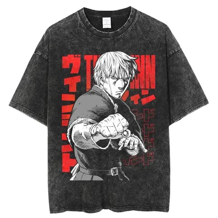 VINLAND SAGA-T-shirt en coton délavé pour hommes et femmes
