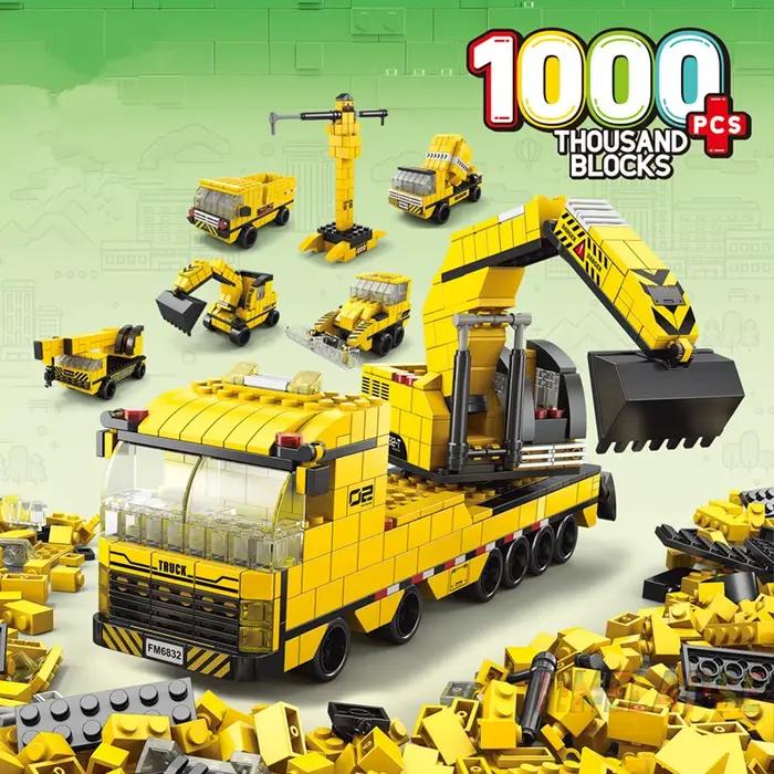 6in1 nouvelles machines d'excavation véhicule d'ingénierie grue voiture camion matériel gestionnaire modèle blocs de construction ensembles briques jouet ville