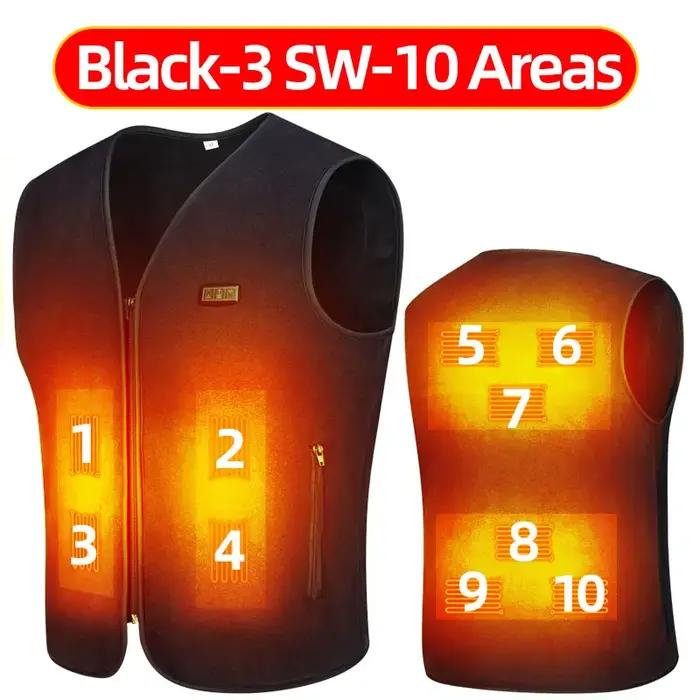 Gilet chauffant en polaire intelligent décontracté avec 6 zones de chauffage pour hommes et femmes, occasions de chasse et activités en plein air