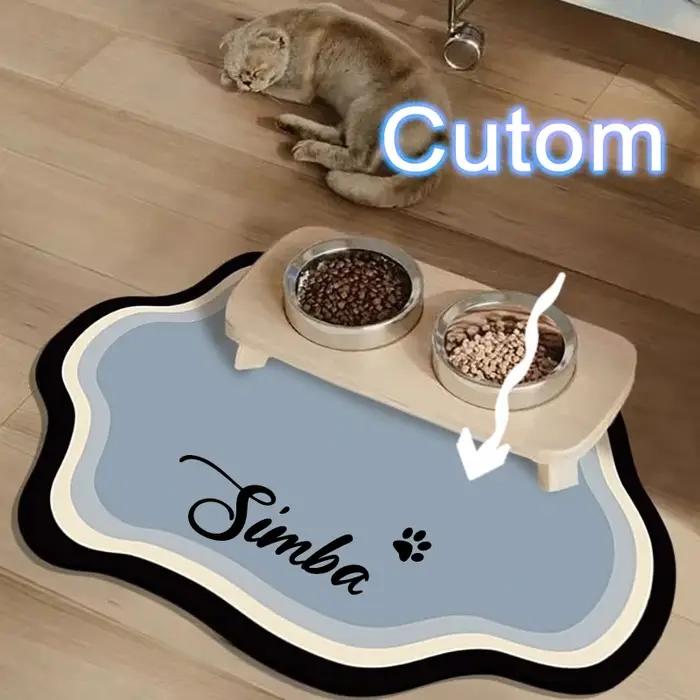  Tapis d'alimentation personnalisé pour animaux de compagnie, forme mignonne, tapis de sol en bou