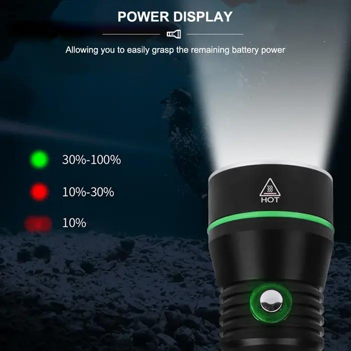 Asafee-Lampe de Poche pour Plongée Sous-marine, Torche d'Exploration, Joli à Pression, 50 LED, 110m,