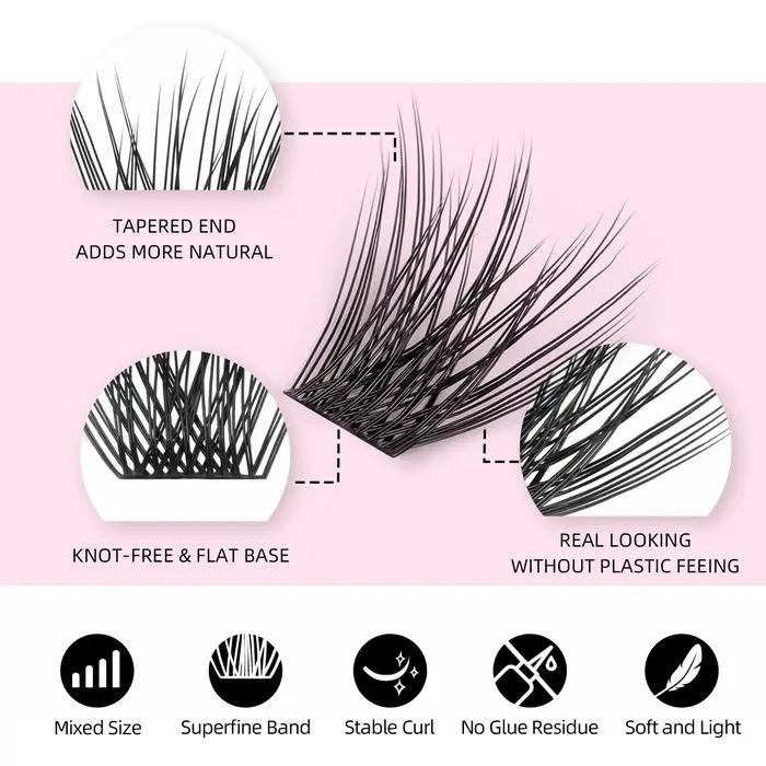 Bricolage 144 cils en grappe YUANZHIJIE livraison gratuite faisceau segmenté naturel C/D Curl cils d