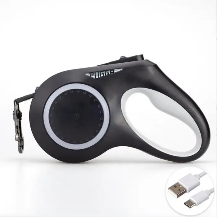 Laisse rétractable avec lampe de poche LED pour chiens de petite, moyenne et grande race