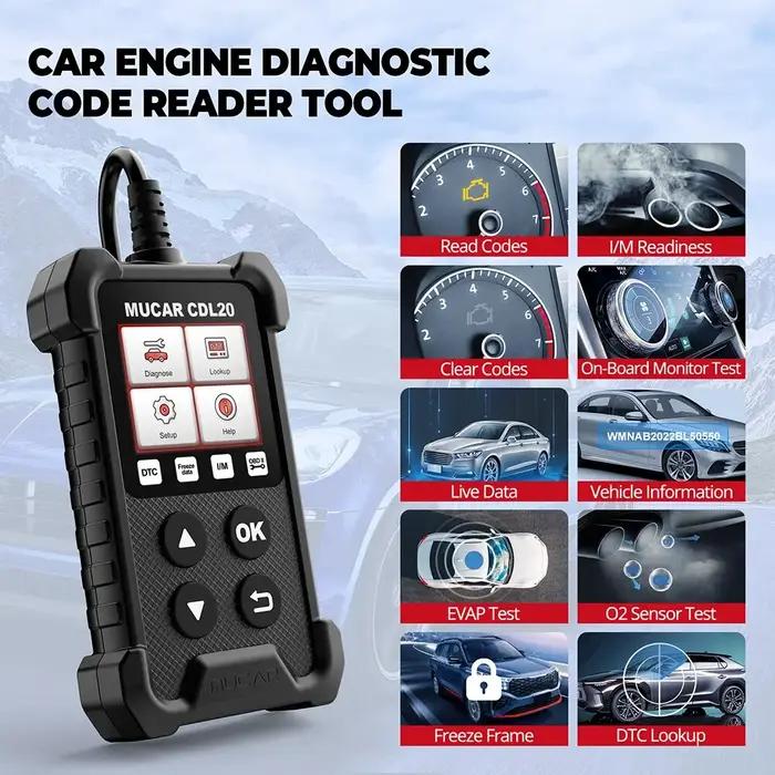 MUCAR CDL20 OBD2 Voiture Outils De Diagnostic Gratuit OBD 2 Lecteur de Code Clair Moteur Lumière Smo