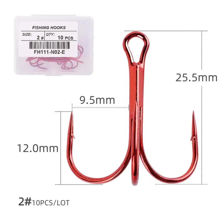 Lot de 10 hameçons rouges en acier à haute teneur en carbone
