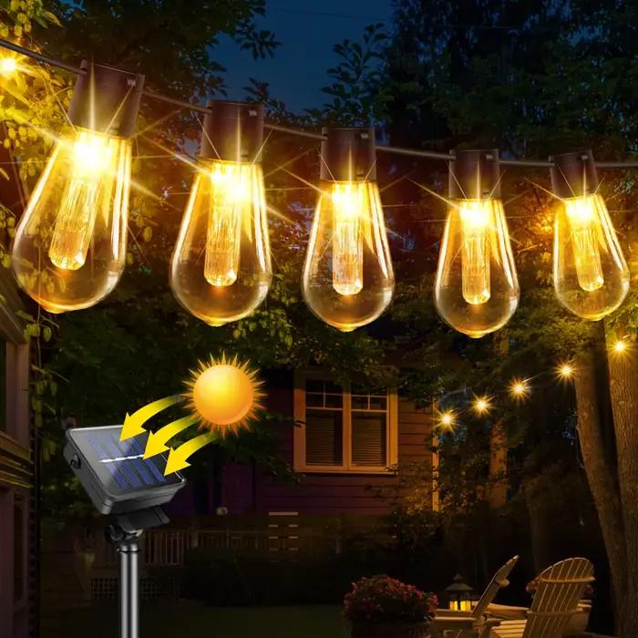 Guirlande solaire d'extérieur étanche, 10/30 ampoules incassables, lumières de Patio avec télécomman