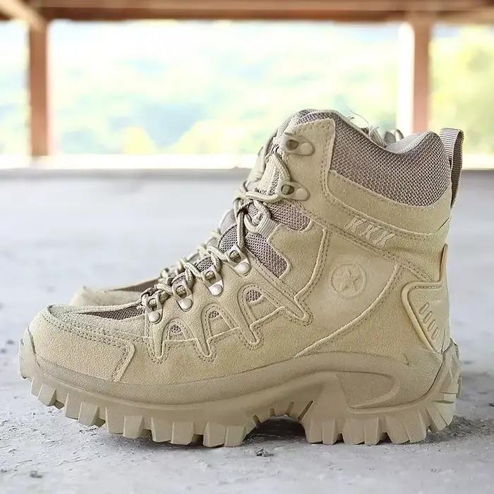Bottes de chasse pour hommes, bottes de randonnée, bottes tactiques, chaussures de travail, chaussures de sécurité, bottes de moto, grande taille 39-46, cuir et polyester, respirantes, à lacets, Wolf Enemy