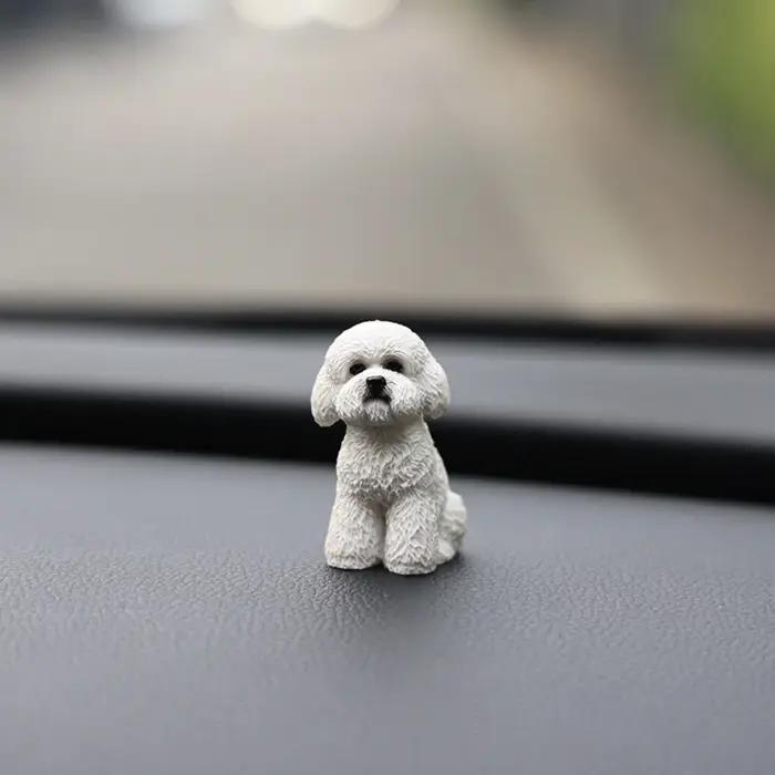 Figurine miniature de Caniche en résine pour bureau élégance décoration animal ornement chiot artisanat occasion spéciale装饰办公桌的迷你贵宾犬摆件