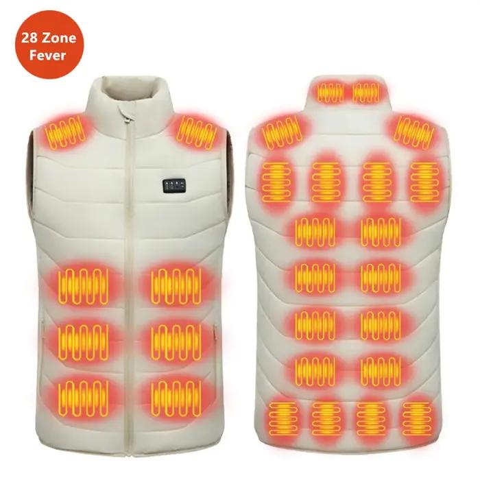 Nouveau ample décontracté col montant hiver 28 zones gilet chauffant Intelligent hommes femmes chaud électrique Clip