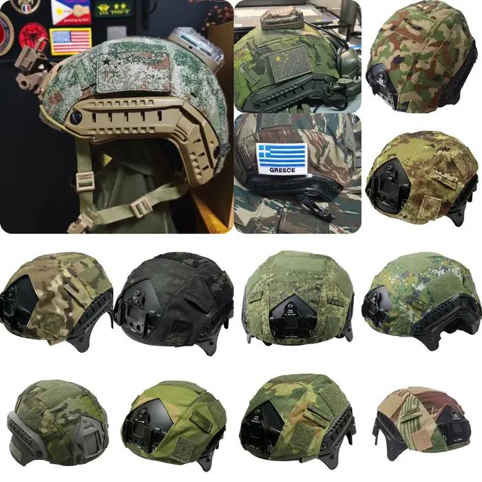 Housse casque rapide polyester-coton - Couverture camouflage DNC MCAP multiple options pour équipement tactique