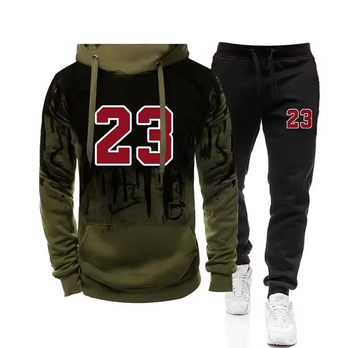 Sweat-shirt à capuche décontracté pour hommes, haut à la mode, confortable, automne hiver, tenue quotidienne, pantalons de survêtement de sport, vêtements pour hommes