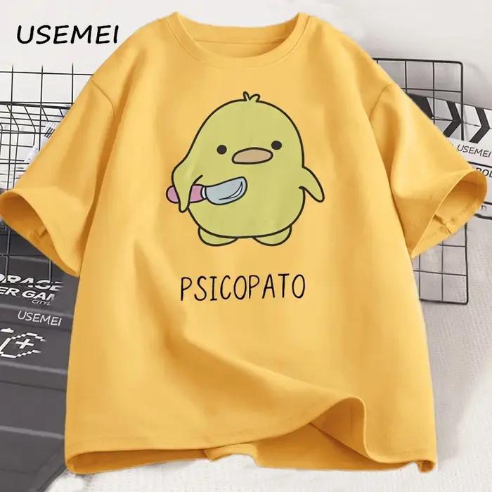T-shirt homme et femme en coton fin avec motif canard mignon décontracté pour tous les jours et occasions spéciales
