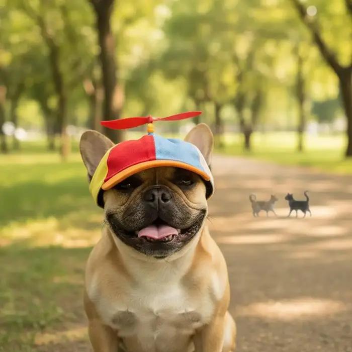 Casquette hélicoptère arc-en-ciel pour chien avec hélice rotative et sangle réglable pour sorties et fêtes occasions spéciales