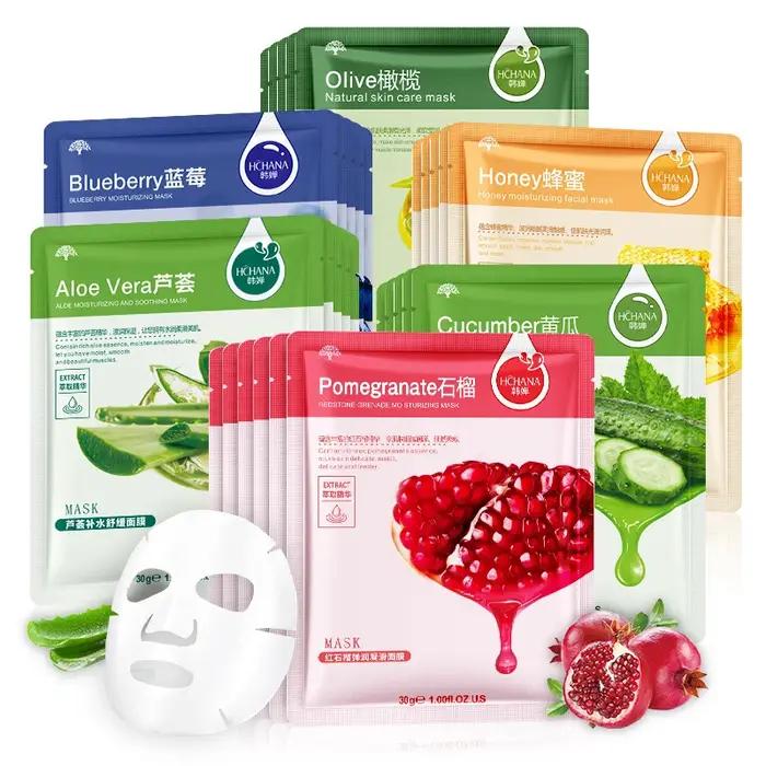 30 pièces Fruits frais masques faciaux soins de la peau du visage hydratant raffermissant