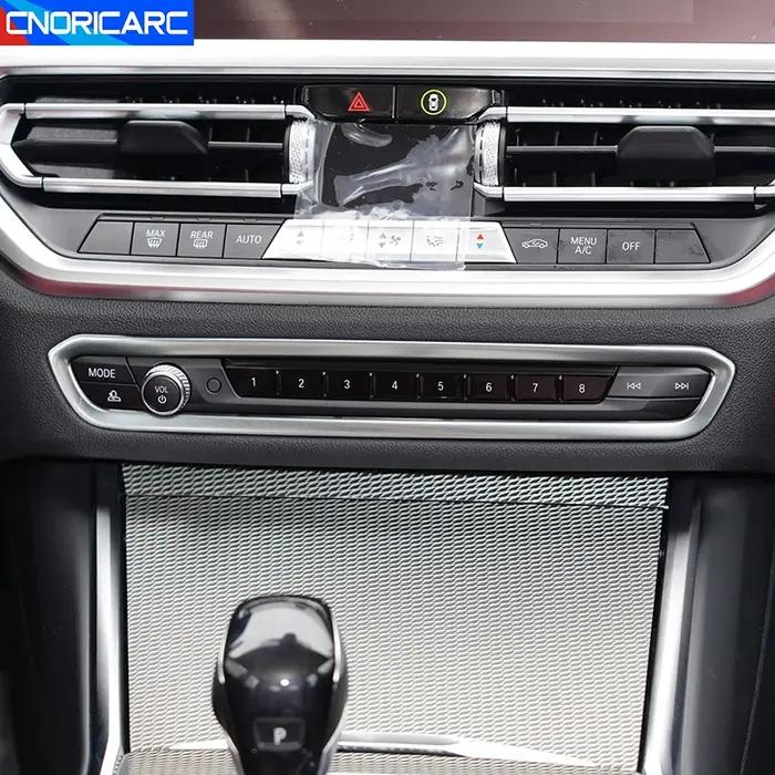 Autocollant de décoration pour cadre de volume de console centrale en acier inoxydable, pour BMW sér