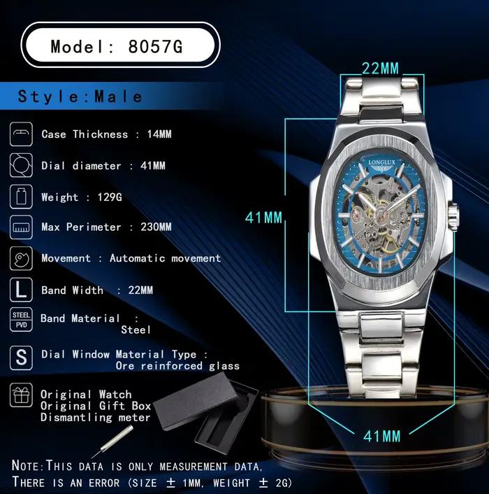 Montre mécanique automatique pour homme luxe squelette étanche acier inoxydable cadeau