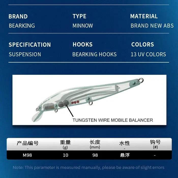 BEARKING 9.8 cm 10g SP plongée 2.1 m professionnel vairon Wobbler leurres de pêche qualité jerkbaits