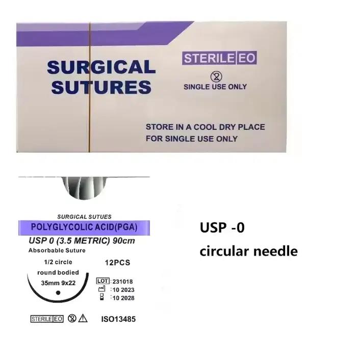 Fil de Suture Absorbable spécial pour animaux de compagnie, 90cm, PGA, avec aiguille, acide polyglyc