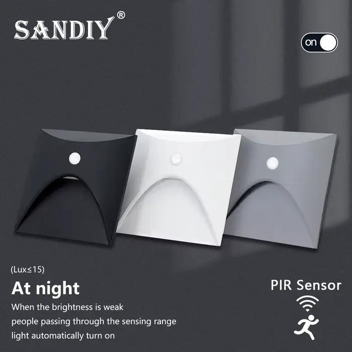 SANDIY Lampe d'escalier extérieure à détecteur de mouvement Lampe murale d'extérieur Sconce Garden Y
