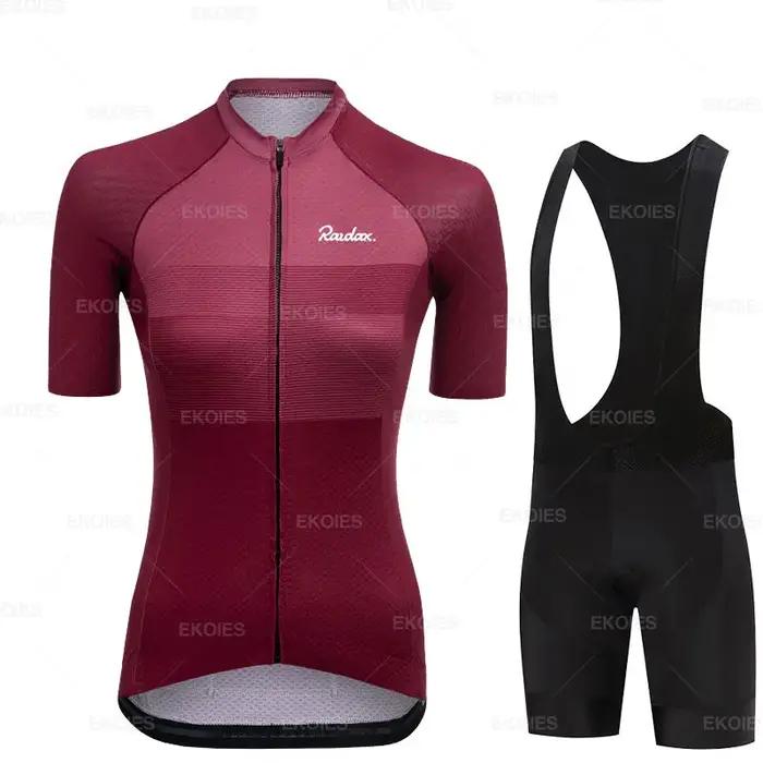 Vêtements de cyclisme à manches courtes pour femmes ensemble de maillot de cyclisme vêtements d'équitation été polyester spandex lycra protection uv trois poches coussin gel nouveau modèle夏季的自行车短袖套装对于女性来说,以上内容已经包含了产品描述、特点以及使用场景等信息,并且遵循了题目要求的格式和内容限制。