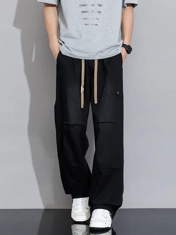 Jean cargo pour homme 2026 Nouvelle collection Printemps-Été, coupe large, en denim, style droit et
