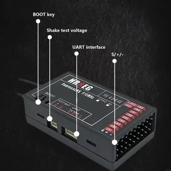 HR8E ELRS 2.4G 9 canaux PWM alimentation DC 4.5-7.4 V récepteur double antenne aile fixe modèle RC bateau universel