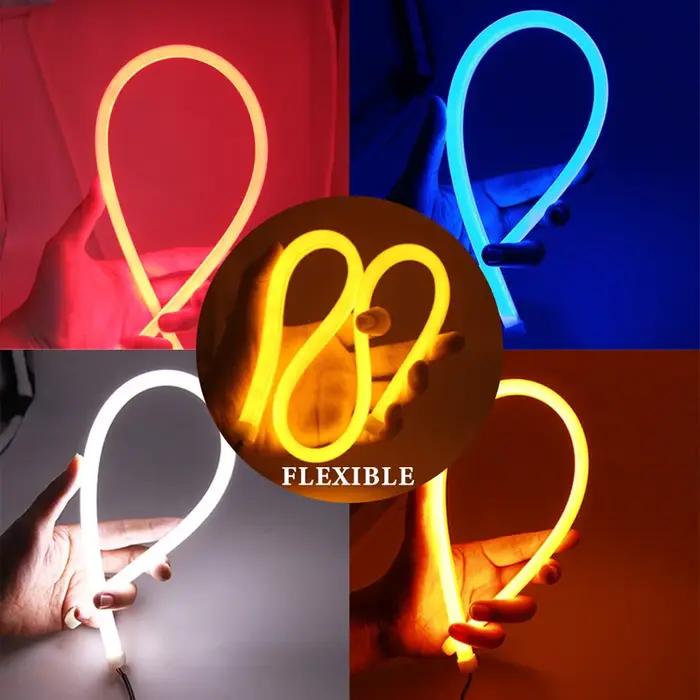 DRL LED voiture feux de jour 30 cm 45 cm 60 cm Flexible jaune coulant LED Tube bande clignotant univ