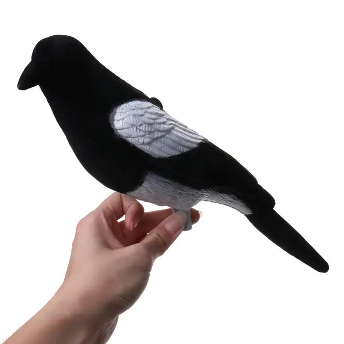 Pie en mousse flockée pour piège Larsen - leurre d'oiseau simulation pour chasse et décoration