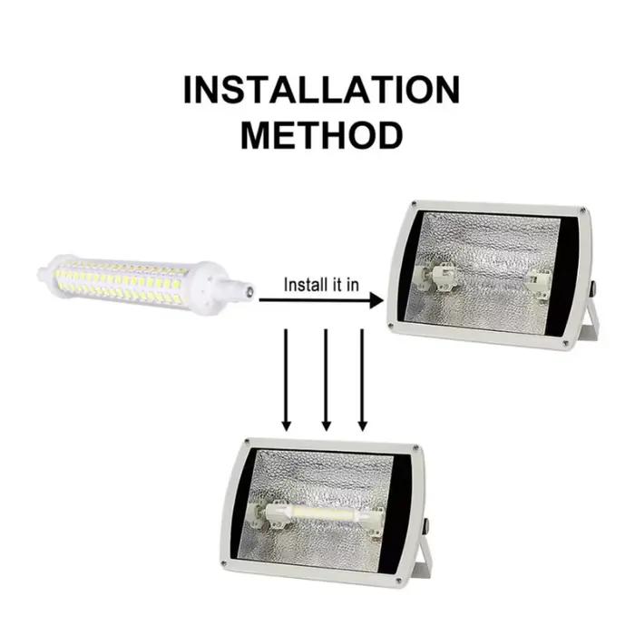 Projecteur LED R7S 9W 12W, lampes LED SMD 2835 78mm 118mm 135mm, ampoule LED à intensité variable 22