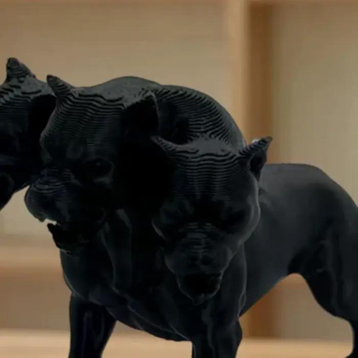 Statue de chien gothique à trois têtes, ornements de bureau, Design noir effrayant, décoration de bu