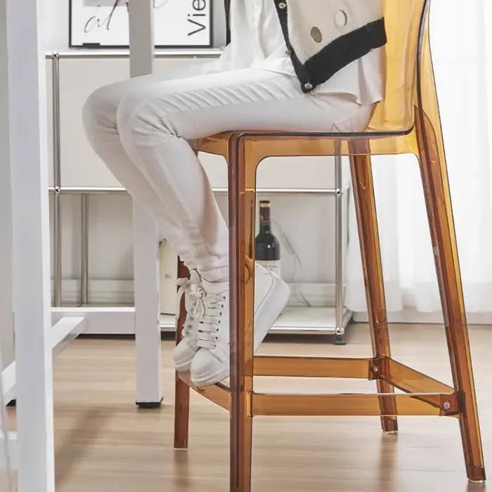Tabouret de Bar moderne en acrylique transparent, chaise ergonomique à hauteur de comptoir, siège d'