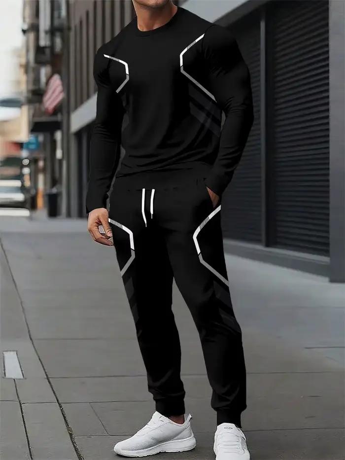 Le nouveau ensemble de sweat-shirt à col rond pour hommes pour le printemps et l'automne 2025 présente une mode de rue