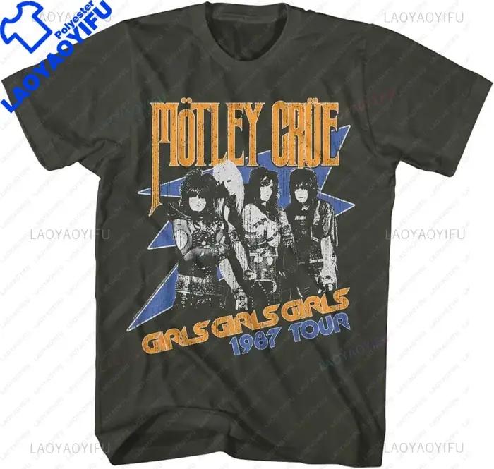 Tshirt Motley-Crue Vintage Style Imprimé Homme Style Décontracté Occasions Spéciales Bleu Royal Blanc Noir