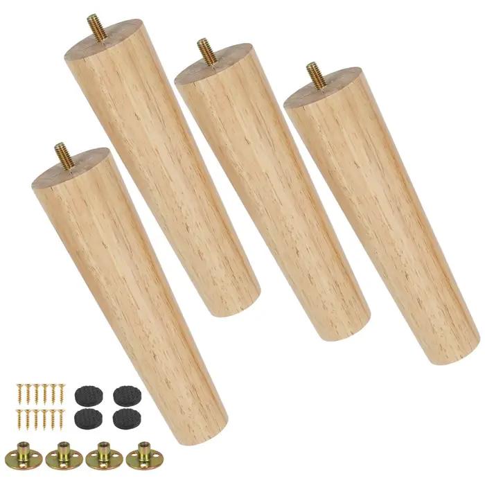 Kit de pieds de meubles en bois massif, 4 pièces, hauteur 8/15/20cm, pieds de Table obliques/droites