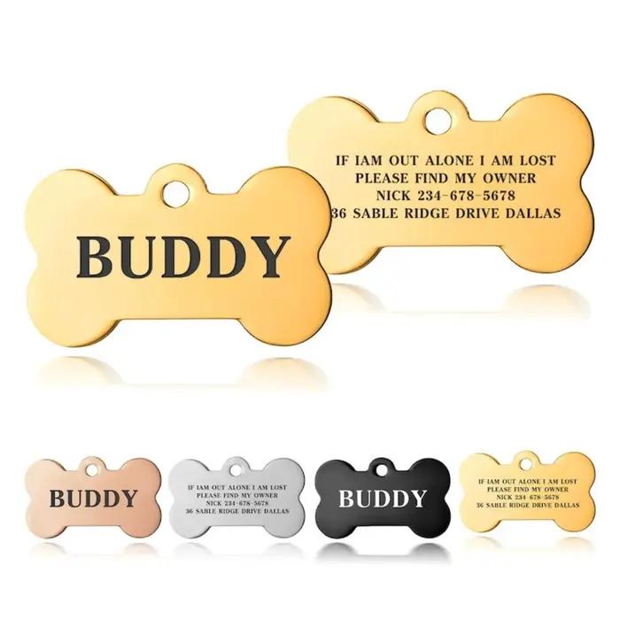 Plaque d'identification personnalisée haut de gamme pour chien
