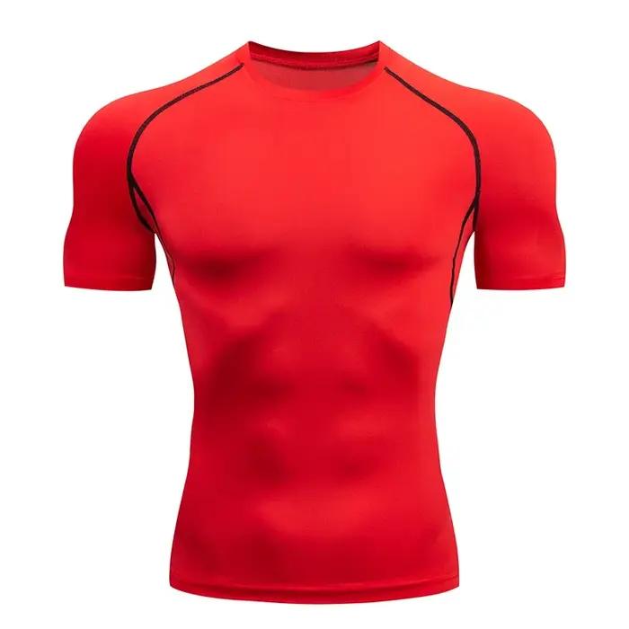 T-shirt de compression à manches courtes pour homme, t-shirt de sport, de fitness, de jogging et d'a