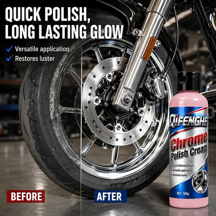 Crème de polissage chromée 100g - Composé de polissage rapide qui nettoie, protège et confère une brillance durable à vos accessoires chromés.