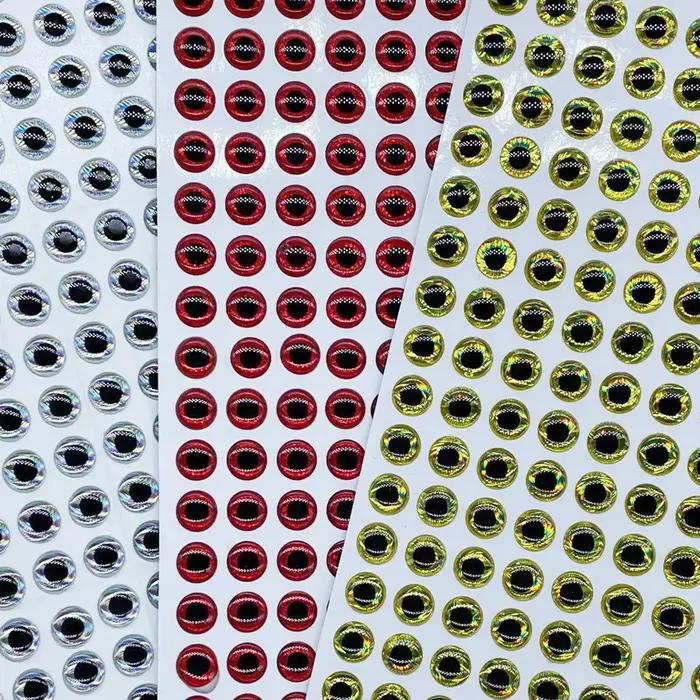 100 pcs/lot yeux 3D 7mm 8mm 9mm 10mm yeux 3D holographiques haute transparence leurre de pêche à la
