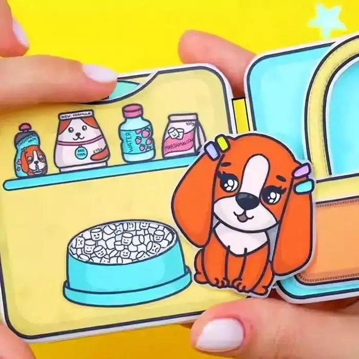Kit de scrapbooking DIY sur le thème de la maison pour chien, autocollants, découpe et collage, anti