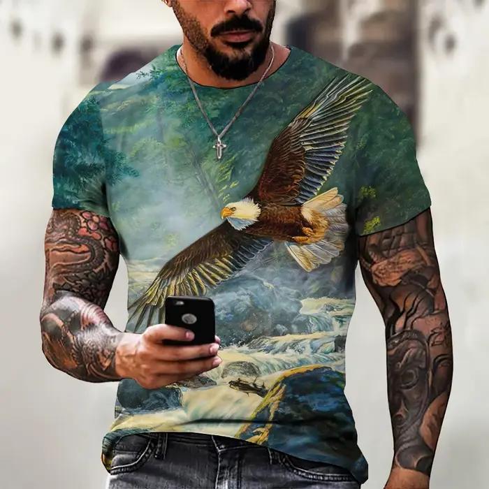 American Eagle graphiques T-Shirt pour hommes impression 3D t-shirts animaux Camisetas motif à manches courtes hauts