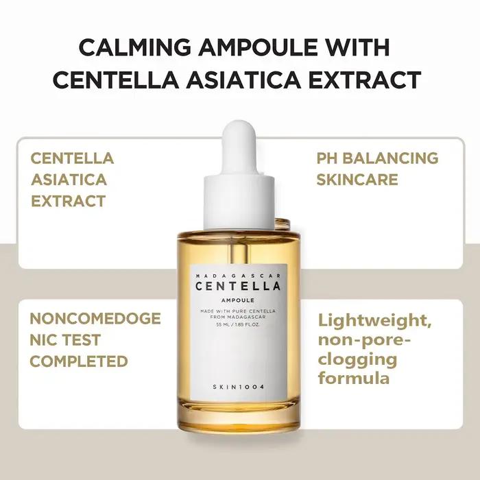 SKIN1004 Ampoule à la Centella de Madagascar 55ml, apaisante et régénérante, calme les rougeurs, lég