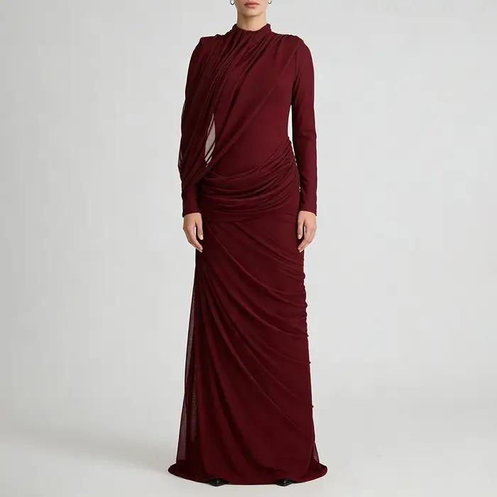 Robe TWOTWINSTYLE amincissante en polyester, col montant, manches longues, design tendance pour femmes, idéale pour soirées et événements spéciaux