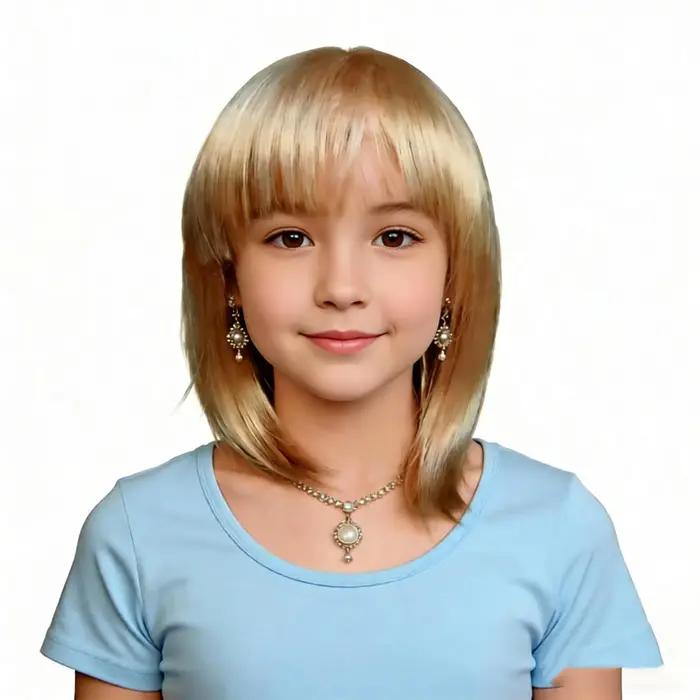 Perruque beige pour petite fille, coiffe dorée pour enfants, élastique, coiffure blonde pour enfants