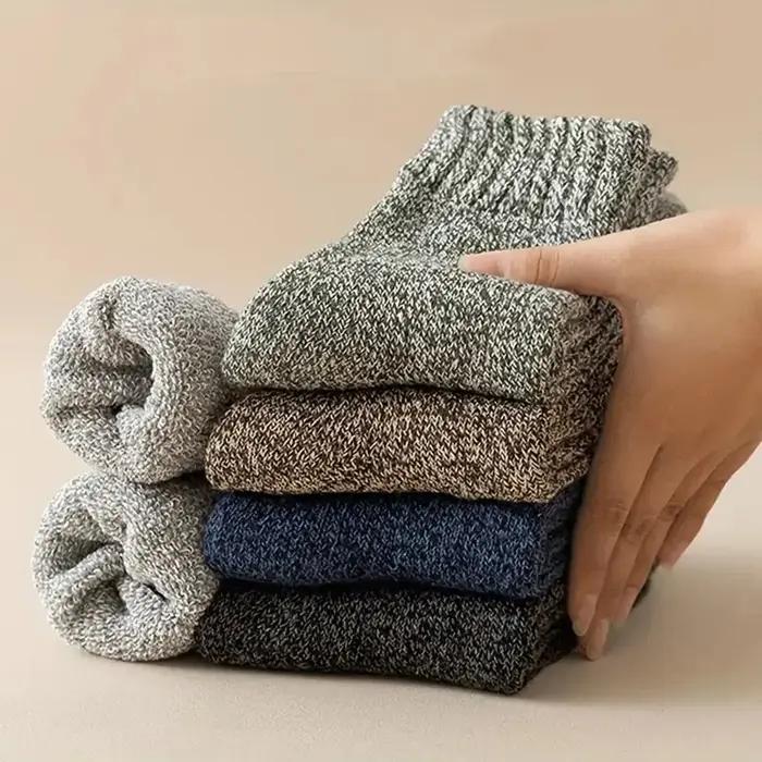 Chaussettes homme laine unies vintage épaisses chaudes mi-longues antifroid hiver - 5/10 paires