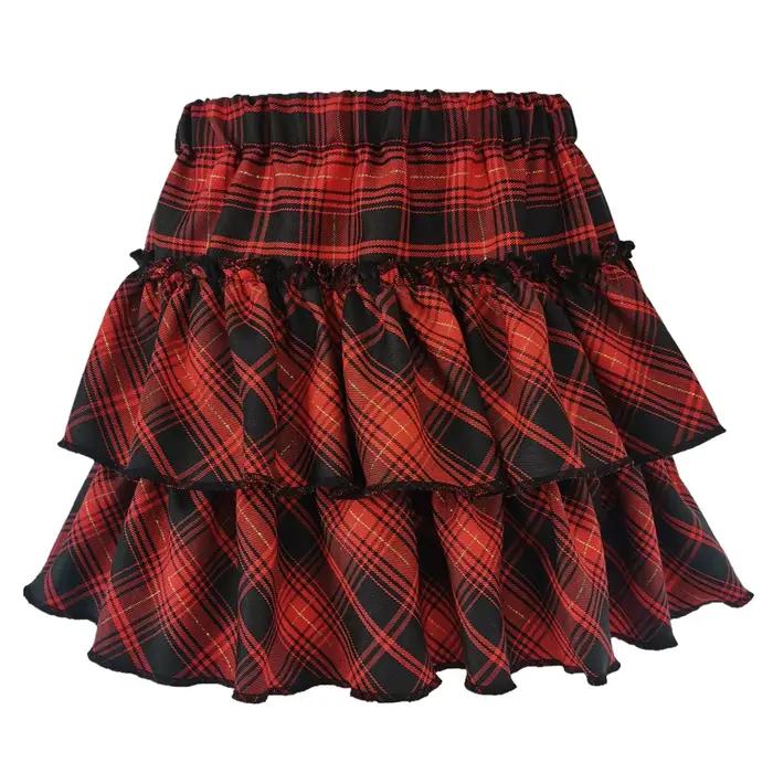 Jupe rose Style collège japonais pour jeunes filles, jupe à carreaux, taille haute, Slim, Lolita Cos