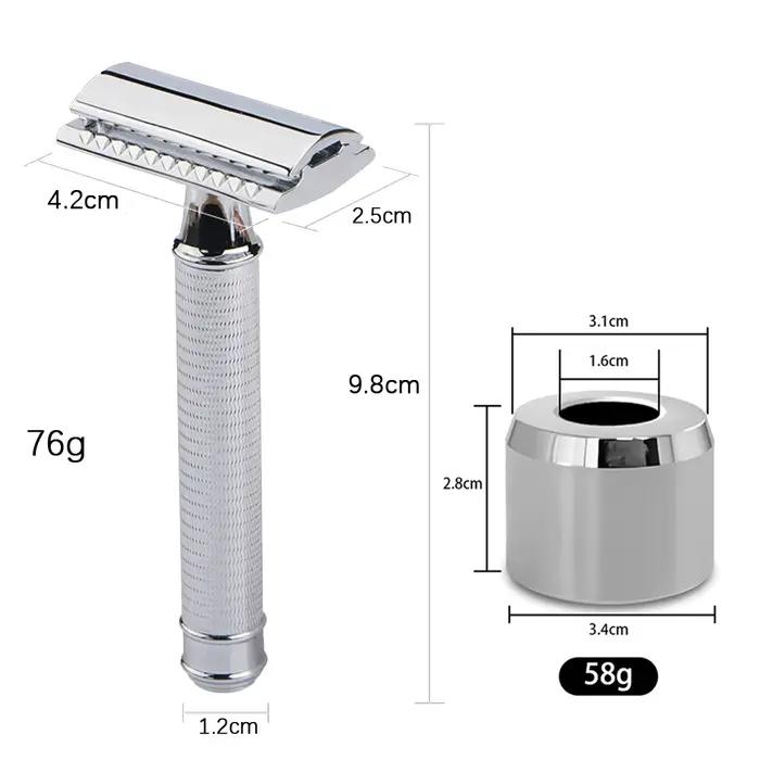 JOKMAE 07TS rasoir de sécurité en acier inoxydable pour homme avec support Double lame support Base
