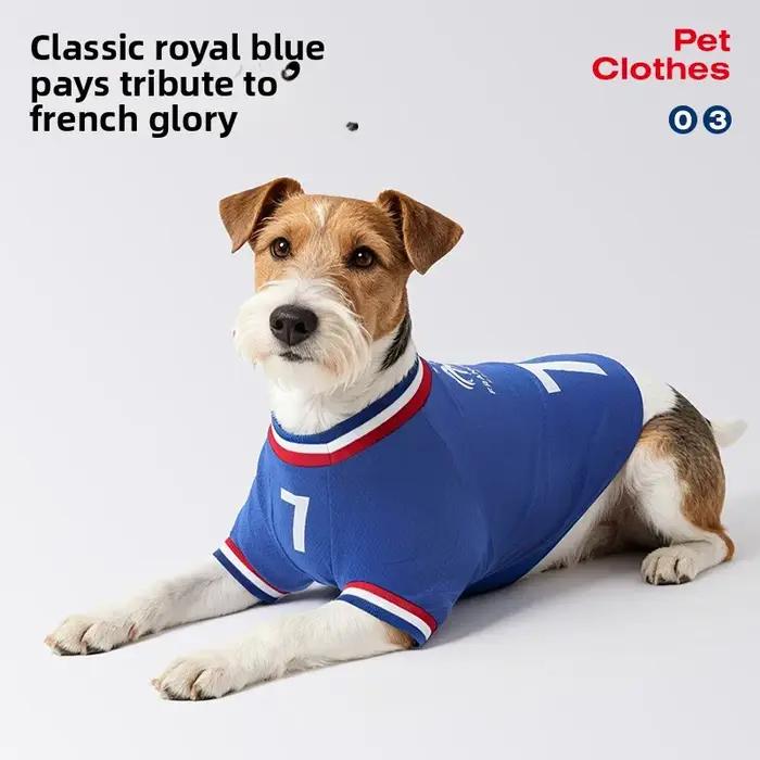 Vêtements pour animaux de compagnie de l'équipe de football française, t-shirt respirant pour chiens, vêtements décontractés pour chiots, pour l'entraînement en plein air, la promenade, accessoires po