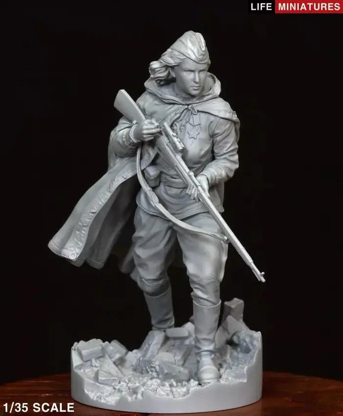 Figurine en résine de tireuse d'élite soviétique de la Seconde Guerre mondiale, thème militaire, non assemblée et non colorée, 1/35