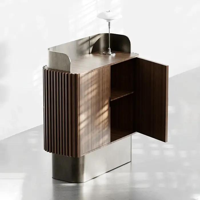 Comptoir d'accueil simple et moderne pour restaurant, en acier inoxydable, postes de travail de caisse, mobilier de réception
